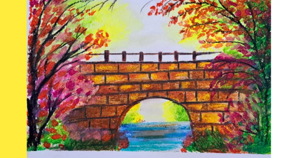 نقاشی با مداد شمعی جنگل