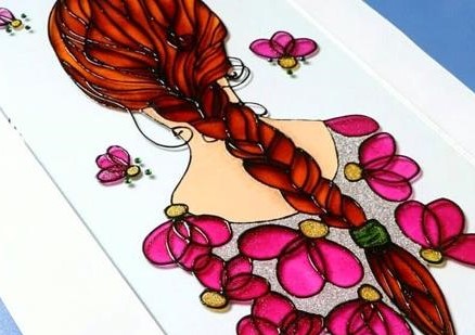 نقاشی روی شیشه ساده دخترانه  