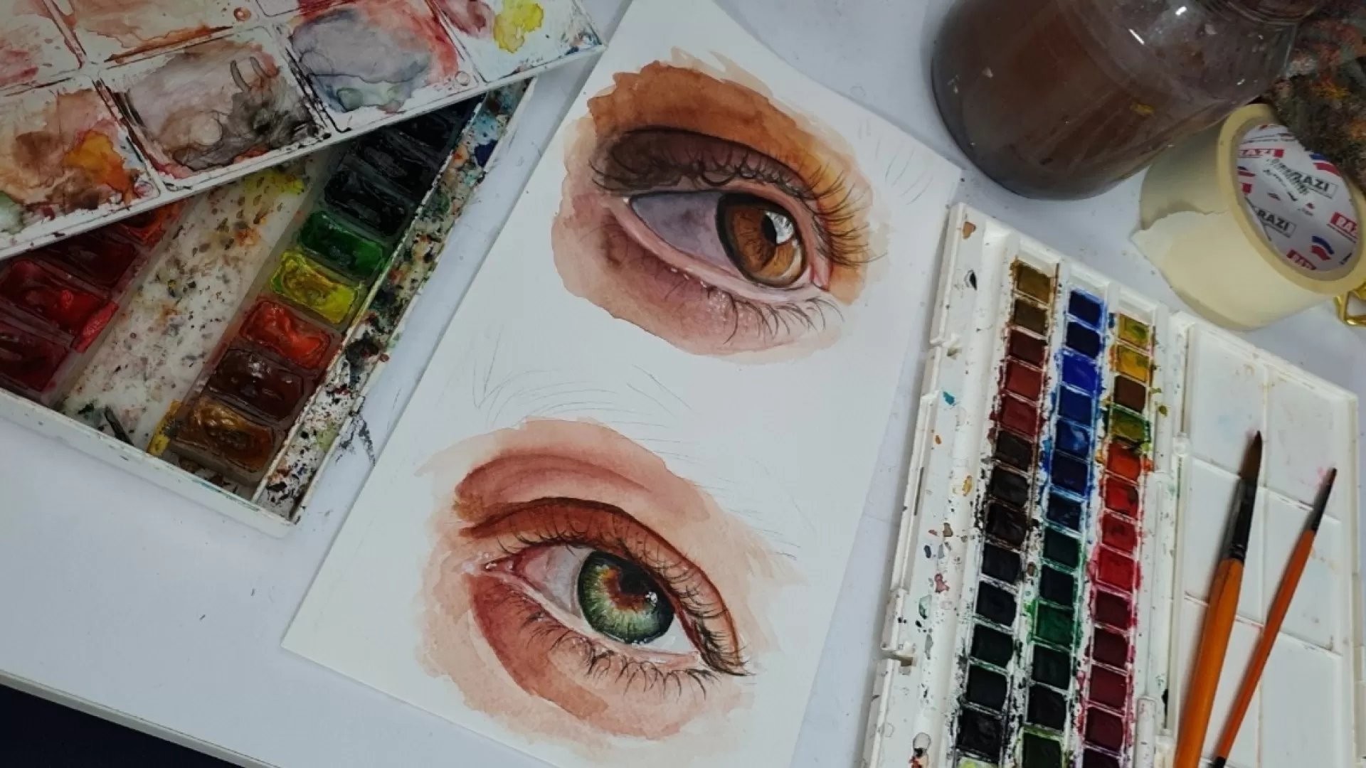 آموزش نقاشی چشم با آبرنگ